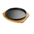 Aceite vegetal Hierro fundido Sizzling Steak Plates con base de madera / Sizzing pan / bakeware